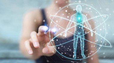 Dijital röntgen insan vücudu tarama arabirimi 3d r kullanarak iş kadını