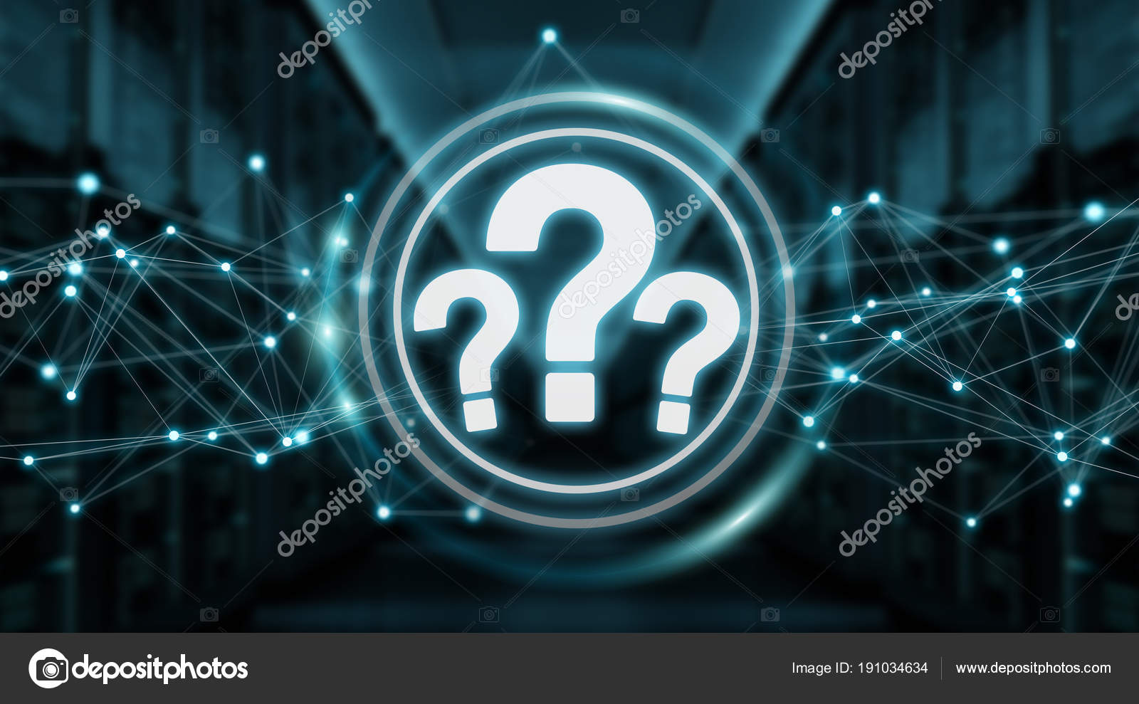 Question marks digital interface 3D rendering Stock Photo by ©sdecoret