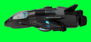 Yeşil renkli 3d render izole fütüristik uzay aracı