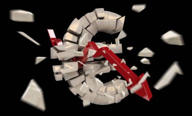 Euro para birimi cinsinden 3d render patlayan