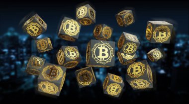 Bitcoins değişim arka plan 3d render