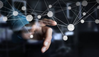 Uçan ağ topları bağlantı 3B oluşturmayı kullanarak Businesman