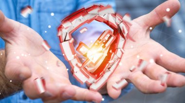 Güvenlik sonu 3d render karşı karşıya işadamı