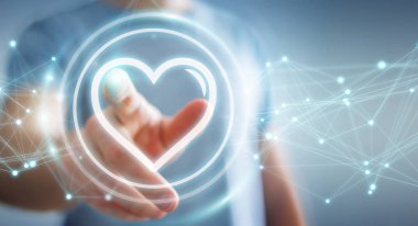 Online 3d parçalamak aşk bulmak için tanışma uygulama kullanarak iş adamı