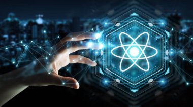 Modern molekül yapısı 3B oluşturmayı kullanarak iş kadını