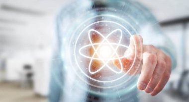 Modern molekül yapısı 3B oluşturmayı kullanarak iş adamı