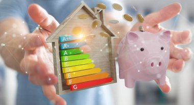 3d render puan iyi enerji grafikle tasarruf işadamı