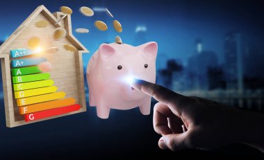 3d render puan iyi enerji grafikle tasarruf işadamı
