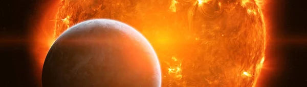 Wybuchające blisko planety Ziemia 3d renderowania elementów tego im — Zdjęcie stockowe