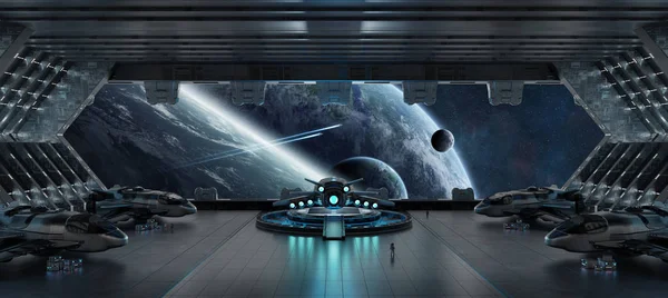 Landningsbana rymdskepp interiör 3d rendering delar av detta har jag — Stockfoto