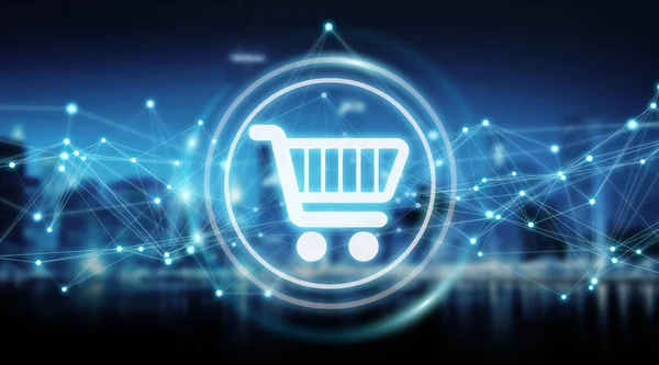 Iconos de compras digitales con conexiones 3D renderizado — Foto de Stock