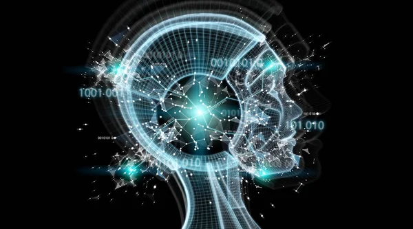 Digitální umělá inteligence cyborg rozhraní 3d vykreslování — Stock fotografie