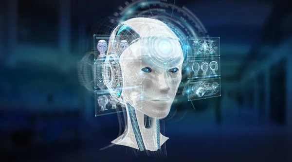 Inteligência artificial digital cyborg interface 3D renderização — Fotografia de Stock