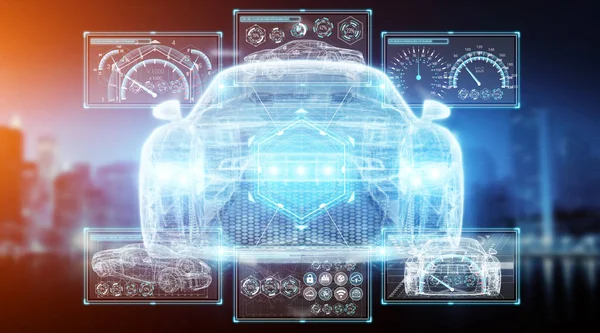 Modern digital smart car interface 3D rendering — Stock Photo, Image