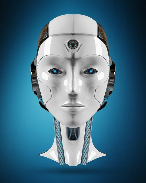 Cyborg hlavy umělá inteligence 3d vykreslování — Stock fotografie