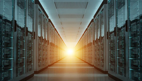 Server room data center interno rendering 3D — Foto Stock