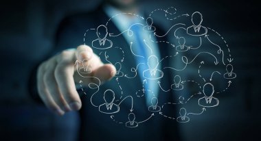 El çekilmiş sosyal ağ arabirimini kullanarak iş adamı