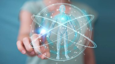 Dijital röntgen insan vücudu tarama arabirimi 3d r kullanarak iş kadını