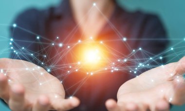 Uçan ağ bağlantısı 3B oluşturmayı kullanarak iş kadını