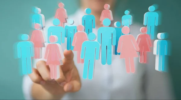 3D rendering grup insan kullanarak iş kadını — Stok fotoğraf