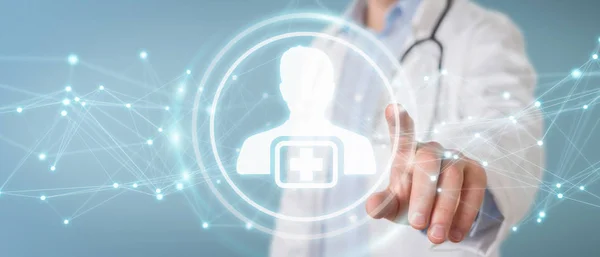 Läkare använder digital medicinsk futuristiska gränssnitt 3d-rendering — Stockfoto