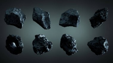 Karanlık rock asteroit paketi 3d render