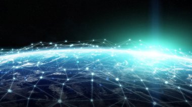 3d render bağlantılar sistem ve veri değişim gezegende toprak