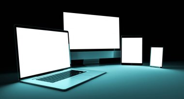 Modern dijital gümüş teknik cihaz 3d render