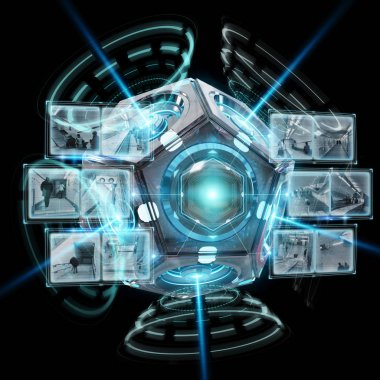 Fütüristik uçağı güvenlik kamerası illüstrasyon 3d render