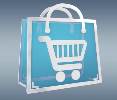 Dijital alışveriş simgeler 3d render izole