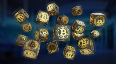 Bitcoins değişim arka plan 3d render