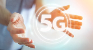 5 g ağ arabirimi 3d işlemesini kullanan iş adamı