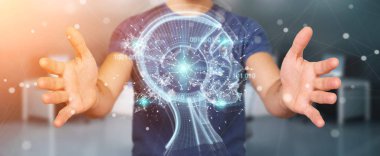 Dijital yapay zeka arabirimi 3d r kullanarak iş adamı