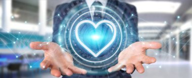 Online 3d parçalamak aşk bulmak için tanışma uygulama kullanarak iş adamı