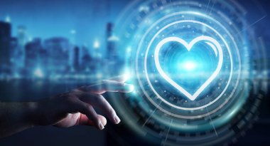 Online 3d parçalamak aşk bulmak için tanışma uygulama kullanarak iş adamı