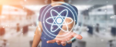 Modern molekül yapısı 3B oluşturmayı kullanarak iş adamı