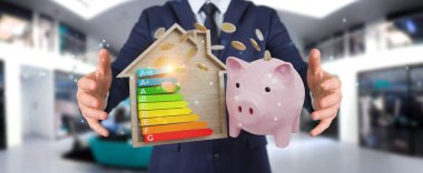 3d render puan iyi enerji grafikle tasarruf işadamı