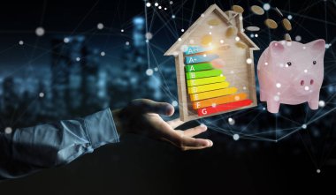3d render puan iyi enerji grafikle tasarruf işadamı