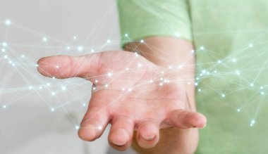 Uçan ağ bağlantısı 3B oluşturmayı kullanarak iş adamı