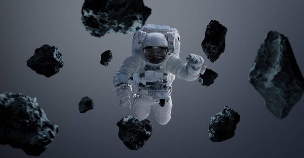 Astronaut isolated on grey background 3D rendering elements of t