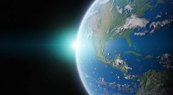 Weergave van de blauwe planeet aarde in de ruimte 3d rendering onderdelen van deze — Stockfoto