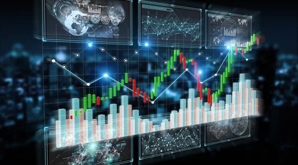 3D rendering börsen data seten och diagram illustration — Stockfoto