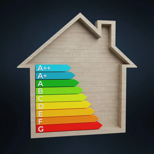3D график рендеринга энергии в деревянном доме — стоковое фото