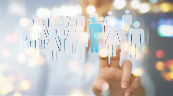 Businesswoman holding group of people 3D rendering — Stock Photo, Image