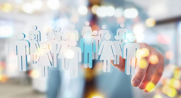 Affärsman holding grupp människor 3d-rendering — Stockfoto