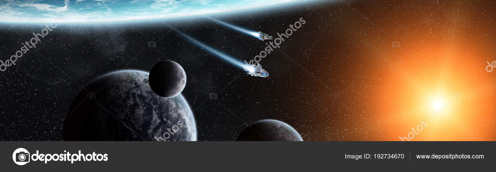 Panoramic View Of Planets In Distant Solar System 3d