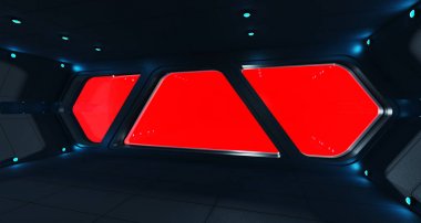 Uzay gemisi fütüristik iç pencere Manzaralı