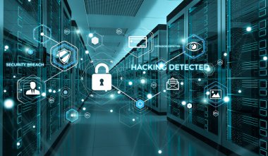 Sunucu Oda veri merkezi 3d render aktif güvenlik duvarı