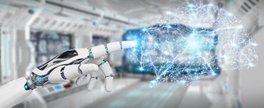 Beyaz insansı hanid yapay zeka 3d renderi oluşturma