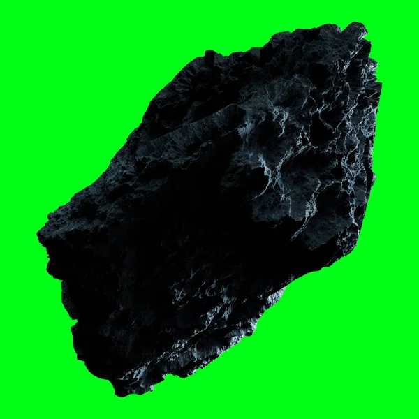 Dark rock asteroid, samostatný 3d vykreslování — Stock fotografie